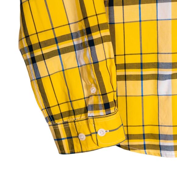 Ralph Lauren Women's Shirt Yellow Blue Plaid Check Logo Preppy Button Up Top PM - Picture 10 of 10